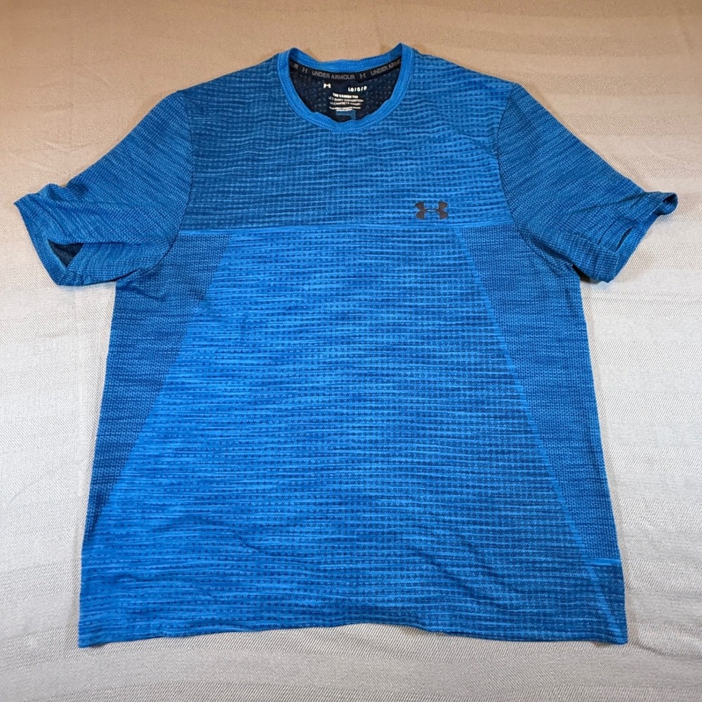 Under Armour Vanish Tee Men Large Blue Seamless Short Sleeve Training Shirt 2588